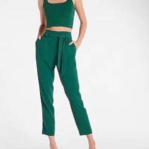 Express High Waist Green Ankle Trousers w/ Belt Sz 8. New Spring Office Business